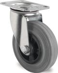 Lenkrolle D.80mm Trgf.70kg m.Platte PP Rollenlager VG grau PROMAT