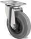 Lenkrolle D.80mm Trgf.70kg m.Platte PP Rollenlager VG grau PROMAT