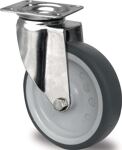 Lenkrolle D.125mm Trgf.100kg m.Platte Platten-B.70mm Gleitlager VA TPE PROMAT