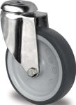 Lenkrolle D.100mm Trgf.100kg Rückenloch PP Gleitlager VA TPE grau PROMAT