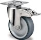 Lenkrolle m.Festst.D.75mm Trgf.75kg m.Platte Gleitlager TPE grau PROMAT