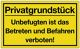 Hinweiszeichen, NW-Nr.: 3000277325 Privatgrundstück, L400xB250mm gelb schwarz Ku.