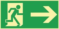 Rettungszeichen BGV A8, NW-Nr.: 3000277435 L297xB148mm Rettungsweg, re.Ku. ASR A1.3/BGV A8, Kunststoffschild  