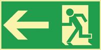 Rettungszeichen BGV A8, NW-Nr.: 3000277437 L297xB148mm Rettungsweg, li.Ku. ASR A1.3/BGV A8, Kunststoffschild  