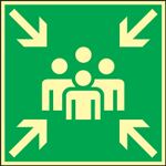 Rettungszeichen BGV A8, NW-Nr.: 3000277470 L148xB148mm Sammelstelle, Ku. ASR A1.3/BGV A8, Kunststoffschild  