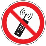 Verbotszeichen, NW-Nr.: 3000277540 Mobilfunk verboten, D200mm rot/schwarz ASR A1.3/DIN EN ISO 7010, Kunststoffschild  