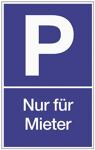 Parkplatzbeschilderung, NW-Nr.: 3000277685 Parken f.Mieter, L250xB400mm Ku.blau/weiß Kunststoffschild  