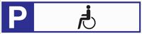 Parkplatzbeschilderung, NW-Nr.: 3000277693 Parkplatz f.Behinderte, L460xB110mm Alu.weiß/blau/schwarz  