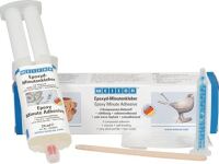 Epoxyd-Minutenkleber Kleber/Mischdüse/Holzspatel/Handschuhe transp.Set WEICON