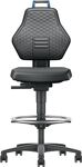 Arbeitsdrehstuhl, NW-Nr.: 9000425212 Rl.+Fußring Kunstleder, schwarz Grifffarbe blau 580-860mm PROMAT  