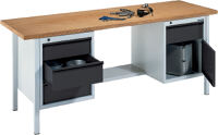 Werkbank Promat B2000xT700xH840mm grau/anthrazit Schubl.1x150/3x180,1 Tür,1 Bod.
