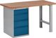 Werkbank BT 495, NW-Nr.: 9000425350 B1500xT700xH840mm Buche, Multiplex lichtgrau brillantblau 4, Schubl.PROMAT