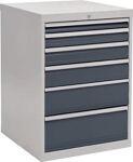 Schubladenschrank, NW-Nr.: 9000426001 H1019xB705xT736mm, lichtgrau/grau 6 Schubl.Vollauszug, BEDRUNKA+HIRTH  