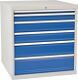 Schubladenschrank, NW-Nr.: 9000426004 H1019xB1005xT736mm, lichtgrau/signalblau 6 Schubl.Vollauszug, BEDRUNKA+HIRTH