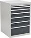 Schubladenschrank, NW-Nr.: 9000426009 H1019xB705xT736mm, lichtgrau/grau 7 Schubl.Vollauszug, BEDRUNKA+HIRTH