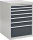 Schubladenschrank, NW-Nr.: 9000426017 H1019xB705xT736mm, lichtgrau/grau 7 Schubl.2x75,2x100,2x125,1, x300mm Vollauszug