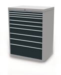 Schubladenschrank, NW-Nr.: 9000426027 H1319xB1005xT736mm, lichtgrau/anthrazitgrau 10 Schubl.  