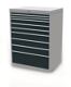 Schubladenschrank, NW-Nr.: 9000426027 H1319xB1005xT736mm, lichtgrau/anthrazitgrau 10 Schubl.