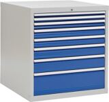 Schubladenschrank H1019xB1005xT736 grau/blau 2x50 1x75 2x100 1x125 1x150 1x250