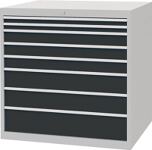 Schubladenschrank, NW-Nr.: 9000426031 H1019xB1005xT736mm, lichtgrau/grau 8 Schubl.Vollauszug, BEDRUNKA+HIRTH  