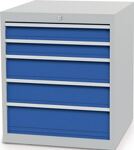 Schubladenschrank, NW-Nr.: 9000426032 H819xB705xT736mm, lichtgrau/signalblau 5 Schubl.Vollauszug, BEDRUNKA+HIRTH  