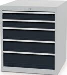 Schubladenschrank, NW-Nr.: 9000426033 H819xB705xT736mm, lichtgrau/anthrazitgrau 5 Schubl.Vollauszug, BEDRUNKA+HIRTH  