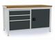 Werkbank grau lichtgrau, NW-Nr.: 9000426071 B1500xH859xT750mm Buche, Multiplex 40mm 3 Schubl.1 Türen BEDRUNKA+HIRTH
