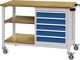 Werkbank, NW-Nr.: 9000426080 B1200xT540xH880mm Buche, Multiplex lichtgrau/signalblau 5, Schubl.  