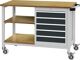 Werkbank, NW-Nr.: 9000426081 B1200xT540xH880mm Buche, Multiplex lichtgrau/grau 5 Schubl.  