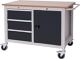Werkbank, NW-Nr.: 9000426085 B1250xT750xH935mm Buche, Multiplex lichtgrau/grau 3 Schubl.1 Tür  
