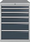Schubladenschrank, NW-Nr.: 9000426112 H1019xB705xT736mm, lichtgrau/anthrazitgrau 6 Schubl., BEDRUNKA+HIRTH  