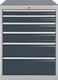 Schubladenschrank, NW-Nr.: 9000426112 H1019xB705xT736mm, lichtgrau/anthrazitgrau 6 Schubl., BEDRUNKA+HIRTH  