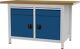 Werkbank signalblau lichtgrau B1500xH859xT750mm Buche Multipl.40mm 2 Schub.2 Tür