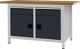 Werkbank grau lichtgrau B1500xH859xT750mm Buche Multiplex 40mm 2 Schubl.2 Türen