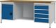 Werkbank signalblau, NW-Nr.: 9000426132 lichtgrau, B2000xH859xT750mm Buche Multiplex 40mm 5 Schubl.1, Türen BEDRUNKA+HIRTH  