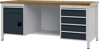 Werkbank grau lichtgrau, NW-Nr.: 9000426133 B2000xH859xT750mm Buche, Multiplex 40mm 5 Schubl.1 Türen BEDRUNKA+HIRTH  