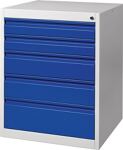 Schubladenschrank BK 600, NW-Nr.: 9000427001 H800xB600xT600mm, lichtgrau/enzianblau 5 Schubl.Einfachauszug  