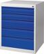 Schubladenschrank BK 600, NW-Nr.: 9000427001 H800xB600xT600mm, lichtgrau/enzianblau 5 Schubl.Einfachauszug  