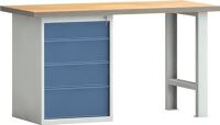 Werkbank PW 700, NW-Nr.: 9000427105 B2000xT700xH840mm Buche, Multiplex lichtgrau/grau 4 Schubl.KLW-LUTZ, BETRIEBSEINRICHTUNGEN  
