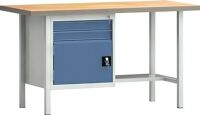 Werkbank PW 700 B1500xT70, NW-Nr.: 9000427109 0xH840mm Buche Multiplex, lichtgrau/brillantblau 2 Schubl.1 Tür KLW-LUTZ BET, RIEBSEINRICHTUNGEN  