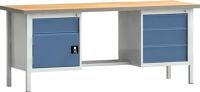 Werkbank PW 700 B2000xT70, NW-Nr.: 9000427115 0xH840mm Buche Multiplex, lichtgrau/brillantblau 4 Schubl.1 Tür KLW-LUTZ BET, RIEBSEINRICHTUNGEN  