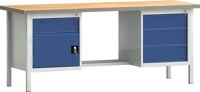 Werkbank PW 700, NW-Nr.: 9000427116 B2000xT700xH840mm Buche, Multiplex lichtgrau/blau 4 Schubl.1 Tür KLW-LUTZ, BETRIEBSEINRICHTUNGEN  