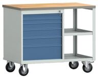 Werkbank PW 700 B1000xT62, NW-Nr.: 9000427118 0xH805mm Buche Multiplex, lichtgrau/brillantblau 6 Schubl.KLW-LUTZ BETRIEBSE, INRICHTUNGEN  