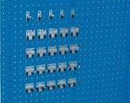 Werkzeughaltersortiment, NW-Nr.: 9000429164 25-tlg.verz.f.Lochplatten, 15 Haken/5 Doppelhaken/ Werkzeugklemmen 5, Werkzeugklemmen BOTT  