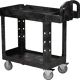 Tischwagen 2 Ladeflächen, NW-Nr.: 9000444082 L770xB420mm schwarz, Trgf.226kg Holme/Ladefläche PP, RUBBERMAID  