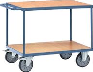 Tischwagen 2 Ladeflächen, NW-Nr.: 9000444115 L1000xB600mm taubenblau, Trgf.600kg PROMAT Etagen-H.270/900mm, TPE-Bereifung  