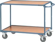 Tischwagen 2 Ladeflächen, NW-Nr.: 9000444119 L850xB500mm taubenblau, Trgf.300kg Bügel waager.PROMAT  