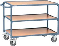 Tischwagen 3 Ladeflächen, NW-Nr.: 9000444123 L1000xB600mm taubenblau, Trgf.300kg Schiebebügel waagerecht PROMAT  