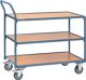Tischwagen 3 Ladeflächen, NW-Nr.: 9000444125 L850xB500mm taubenblau, Trgf.300kg Bügel senkr.PROMAT