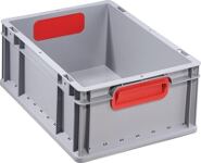 Transportstapelbehälter, NW-Nr.: 9000448241 L400xB300xH170mm grau PP, geschlossener Griff rot Seitenwände geschl.ALLIT  